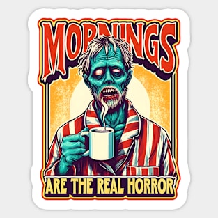 Funny Anti-Morning Zombie Horror meme Design: Hilarious No-Morning Vibes Sticker